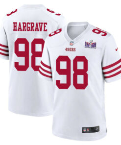 Javon Hargrave 98 San Francisco 49ers Super Bowl LVIII Patch Game Men Jersey - White JS3095 nicesnker