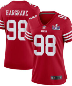 Javon Hargrave 98 San Francisco 49ers Super Bowl LVIII Patch Game Women Jersey - Scarlet JS6482 nicesnker