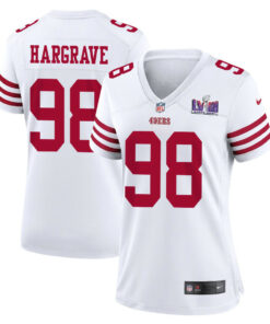 Javon Hargrave 98 San Francisco 49ers Super Bowl LVIII Patch Game Women Jersey - White JS4971 nicesnker