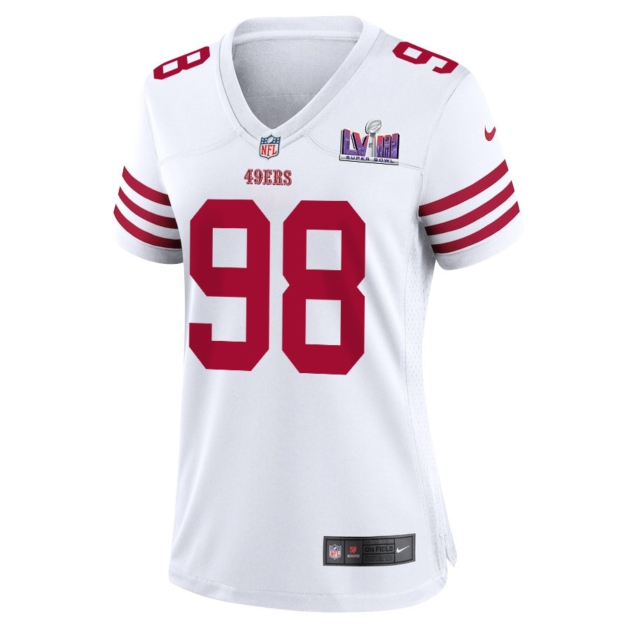 Javon Hargrave 98 San Francisco 49ers Super Bowl LVIII Patch Game Women Jersey - White JS4971 nicesnker - Image 2