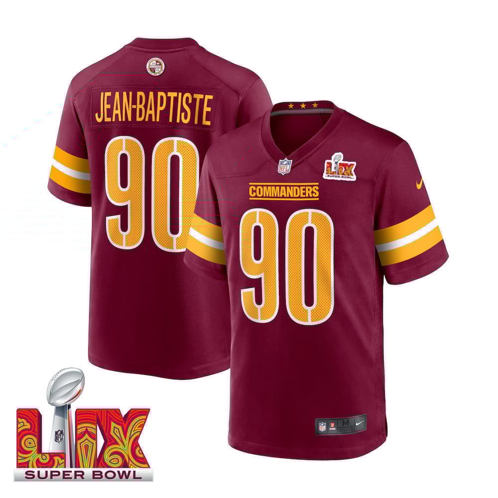 Javontae Jean-Baptiste #90 Washington Commanders Super Bowl LIX Jersey - Men's - Burgundy JS1473 nicesnker