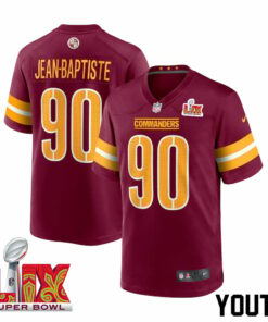 Javontae Jean-Baptiste #90 Washington Commanders Super Bowl LIX Youth Jersey - Burgundy JS4759 nicesnker