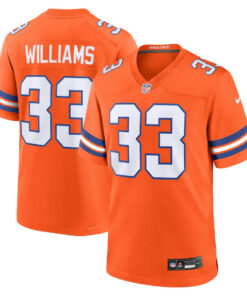 Javonte Williams 33 Denver Broncos Mile High Collection 1977 Throwback Player Game Men Jersey - Orange JS3871 nicesnker
