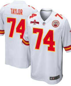 Jawaan Taylor 74 Kansas City Chiefs AFC Champions Patch Game Men Jersey - White JS1518 nicesnker
