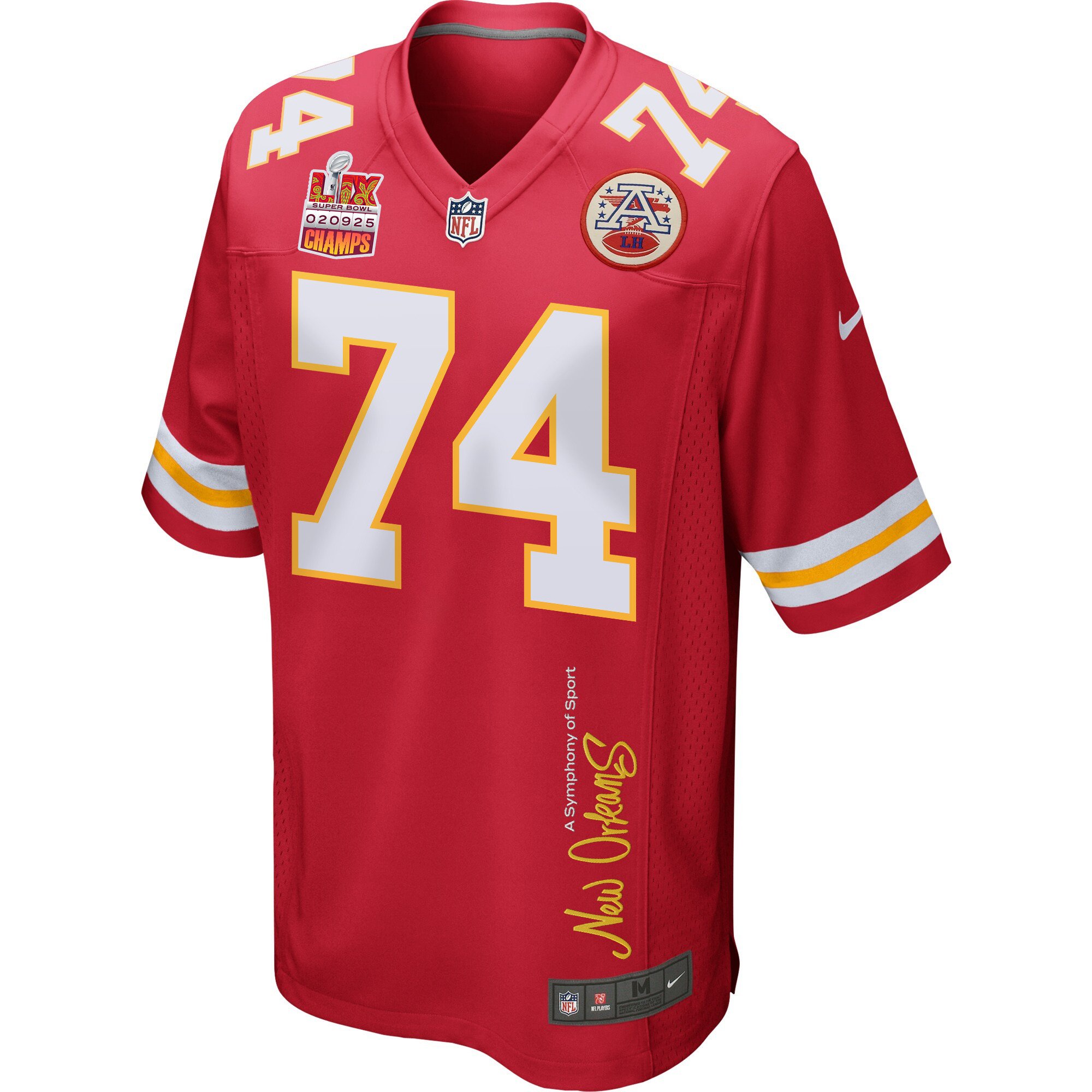 Jawaan Taylor 74 Kansas City Chiefs Super Bowl LIX Champions Patch 'New Orleans - A Symphony of Sport' EMBROIDERED Game Men Jersey - Red JS5491 nicesnker - Image 3