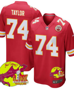 Jawaan Taylor 74 Kansas City Chiefs Super Bowl LIX New Orleans Patch Game Men Jersey - Red JS4463 nicesnker