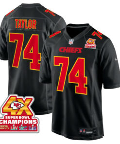 Jawaan Taylor 74 Kansas City Chiefs Super Bowl LVIII Champions 4X Fashion Game Men Jersey - Carbon Black JS6670 nicesnker