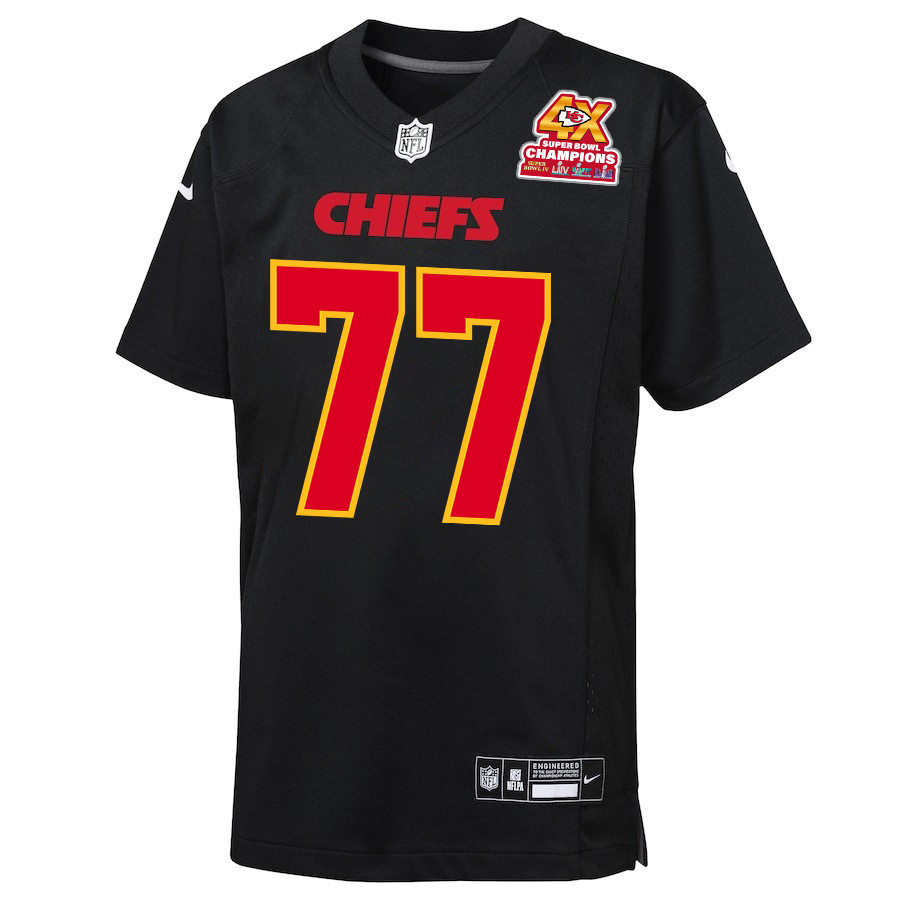 Jawaan Taylor 74 Kansas City Chiefs Super Bowl LVIII Champions 4X Fashion Game YOUTH Jersey - Carbon Black JS6965 nicesnker - Image 2