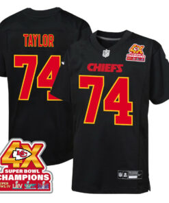Jawaan Taylor 74 Kansas City Chiefs Super Bowl LVIII Champions 4X Fashion Game YOUTH Jersey - Carbon Black JS6965 nicesnker
