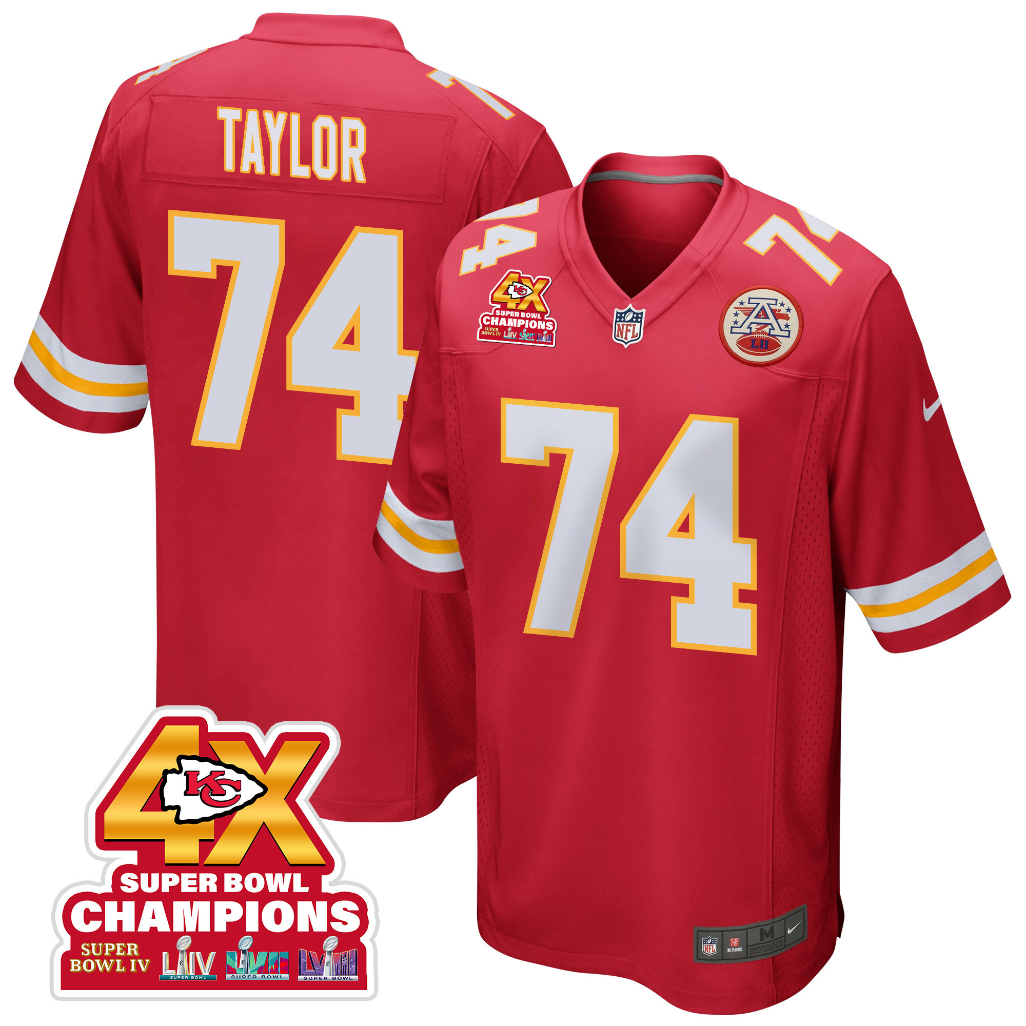 Jawaan Taylor 74 Kansas City Chiefs Super Bowl LVIII Champions 4X Game Men Jersey - Red JS6459 nicesnker