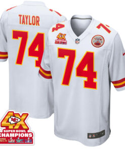 Jawaan Taylor 74 Kansas City Chiefs Super Bowl LVIII Champions 4X Game Men Jersey - White JS6205 nicesnker