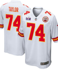 Jawaan Taylor 74 Kansas City Chiefs Super Bowl LVIII Patch Game Men Jersey - White JS6647 nicesnker
