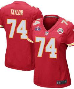 Jawaan Taylor 74 Kansas City Chiefs Super Bowl LVIII Patch Game Women Jersey - Red JS5185 nicesnker