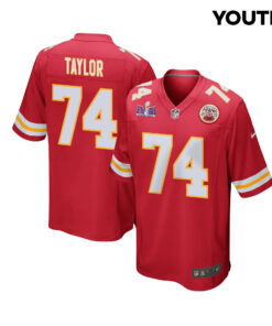 Jawaan Taylor 74 Kansas City Chiefs Super Bowl LVIII Patch Game YOUTH Jersey - Red JS8970 nicesnker