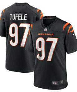 Jay Tufele 97 Cincinnati Bengals Team Game Men Jersey - Black JS7922 nicesnker