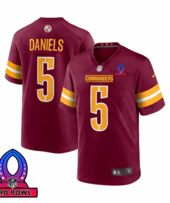 Jayden Daniels 5 Washington Commanders 2025 Pro Bowl Patch Game Men Jersey - Burgundy JS9868 nicesnker