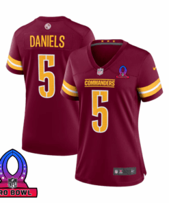 Jayden Daniels 5 Washington Commanders 2025 Pro Bowl Patch Women Game Jersey - Burgundy JS5735 nicesnker