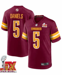 Jayden Daniels #5 Washington Commanders Super Bowl LIX Jersey - Men's - Burgundy JS3573 nicesnker