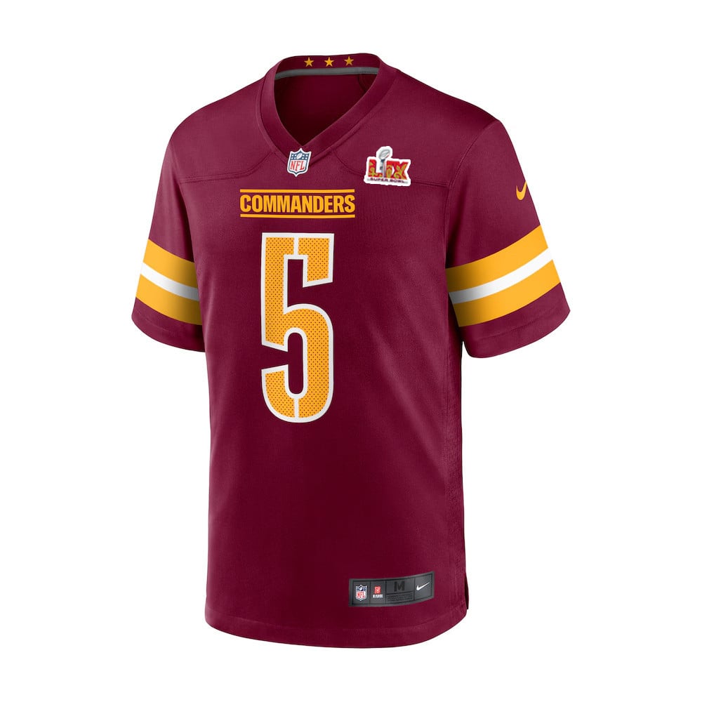 Jayden Daniels #5 Washington Commanders Super Bowl LIX Jersey - Men's - Burgundy JS3573 nicesnker - Image 2