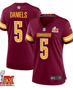 Jayden Daniels #5 Washington Commanders Super Bowl LIX Women's Jersey - Burgundy JS9100 nicesnker