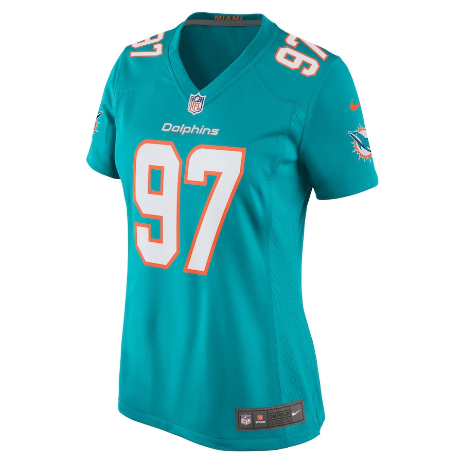 Jaylen Twyman 97 Miami Dolphins Women Home Game Jersey - Aqua JS2461 nicesnker - Image 2