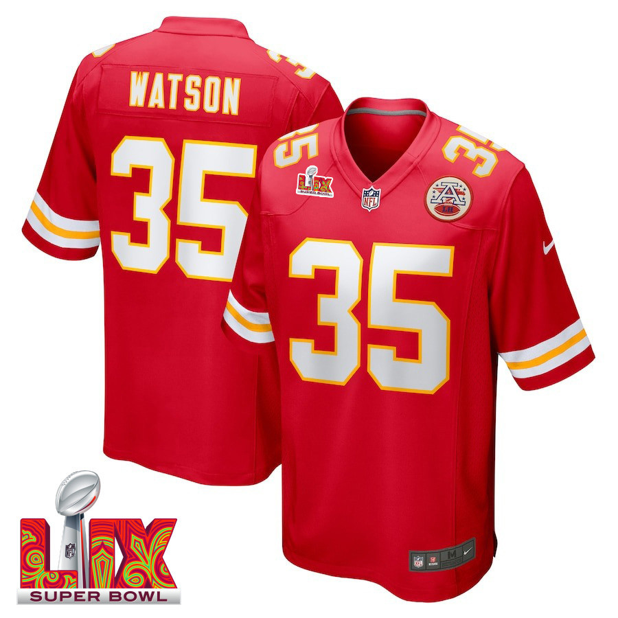 Jaylen Watson #35 Kansas City Chiefs Super Bowl LIX Jersey - Men's - Red JS7321 nicesnker