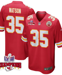 Jaylen Watson 35 Kansas City Chiefs Super Bowl LVIII Champions 4 Stars Patch Game Men Jersey - Red JS5181 nicesnker
