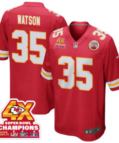 Jaylen Watson 35 Kansas City Chiefs Super Bowl LVIII Champions 4X Game Men Jersey - Red JS6911 nicesnker