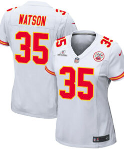Jaylen Watson 35 Kansas City Chiefs Super Bowl LVIII Patch Game Women Jersey - White JS6733 nicesnker
