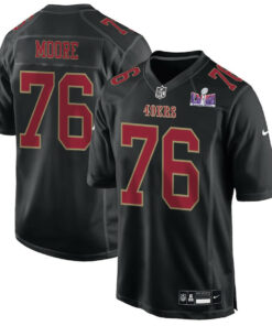 Jaylon Moore 76 San Francisco 49ers Super Bowl LVIII Patch Fashion Game Men Jersey - Carbon Black JS4683 nicesnker