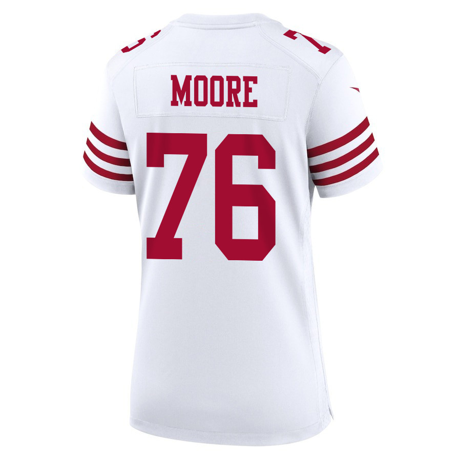 Jaylon Moore 76 San Francisco 49ers Super Bowl LVIII Patch Game Women Jersey - White JS5445 nicesnker - Image 3