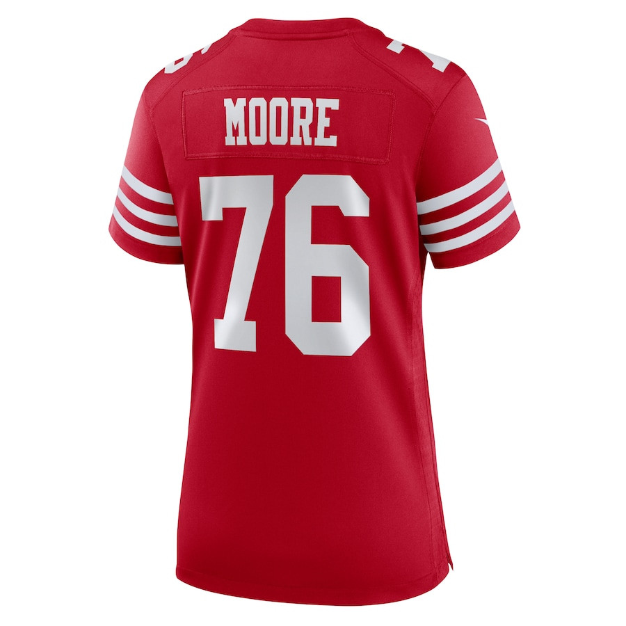 Jaylon Moore 76 San Francisco 49ers Women's Game Jersey - Scarlet JS3261 nicesnker - Image 3
