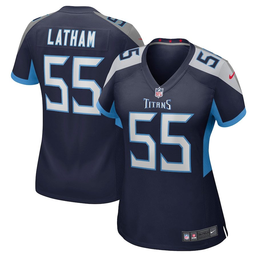 JC Latham 55 Tennessee Titans Women's Team Game Jersey - Navy JS4187 nicesnker