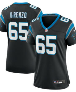 J.D. DiRenzo 65 Carolina Panthers Women's Team Game Jersey - Black JS8135 nicesnker