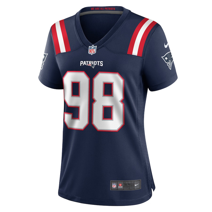 Jeremiah Pharms Jr. 98 New England Patriots Women's Team Game Jersey - Navy JS9862 nicesnker - Image 2