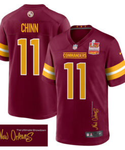 Jeremy Chinn 11 Washington Commanders Super Bowl LIX Champions Patch 'New Orleans - The Ultimate Showdown' EMBROIDERED Game Men Jersey - Burgundy JS4146 nicesnker