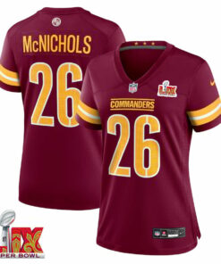 Jeremy McNichols #26 Washington Commanders Super Bowl LIX Women's Jersey - Burgundy JS7843 nicesnker