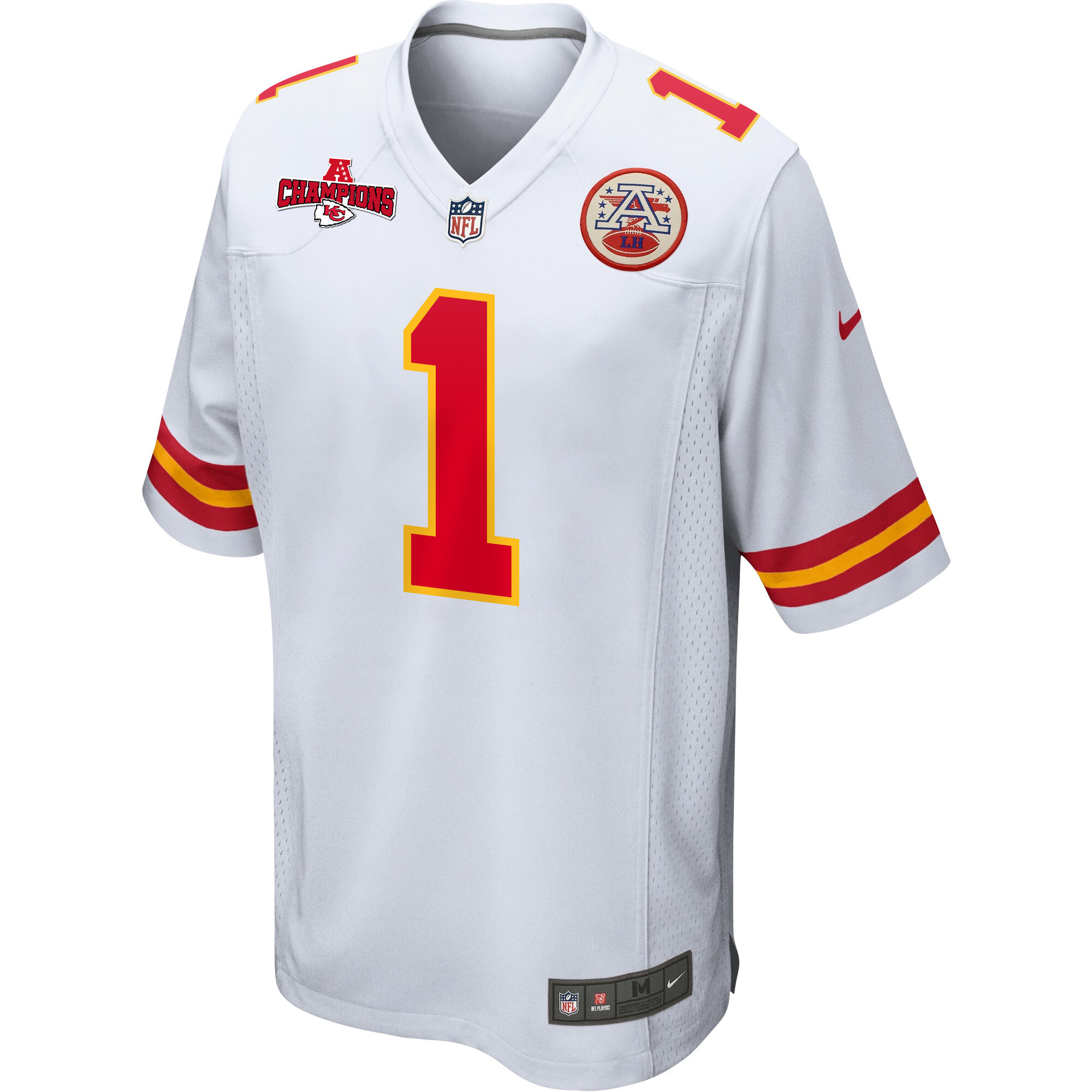 Jerick McKinnon 1 Kansas City Chiefs AFC Champions Patch Game Men Jersey - White JS4308 nicesnker - Image 2