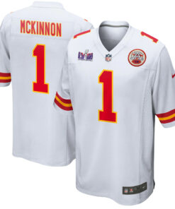 Jerick McKinnon 1 Kansas City Chiefs Super Bowl LVIII Patch Game Men Jersey - White JS7869 nicesnker