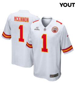 Jerick McKinnon 1 Kansas City Chiefs Super Bowl LVIII Patch Game YOUTH Jersey - White JS6104 nicesnker