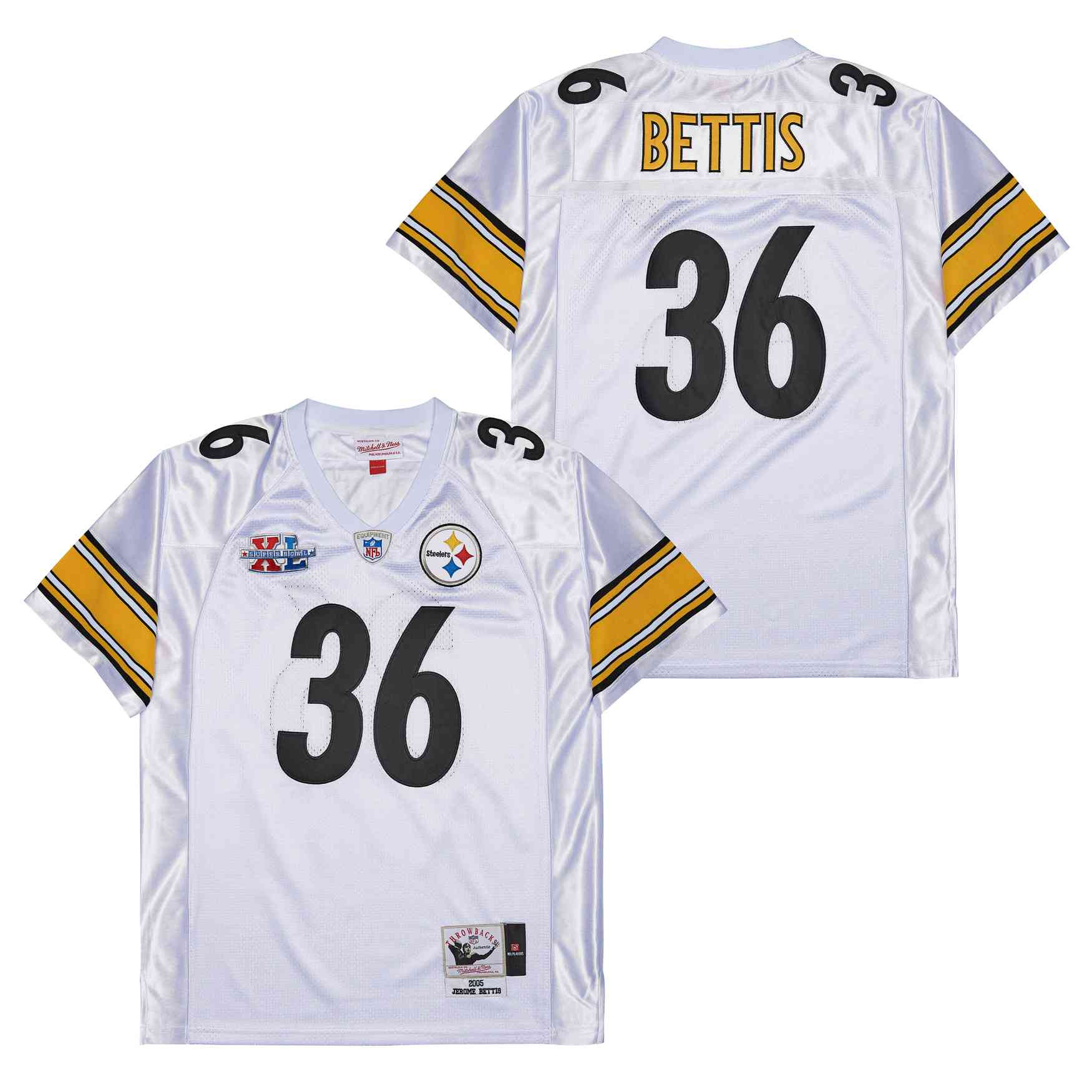 Jerome Bettis 36 Pittsburgh Steelers Super Bowl XL Retro Throwback Men Jersey - White JS3604 nicesnker - Image 2