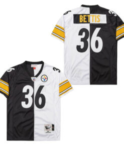 Jerome Bettis 36 Pittsburgh Steelers Two-Toned Retro Throwback Men Jersey - Black/White JS8210 nicesnker