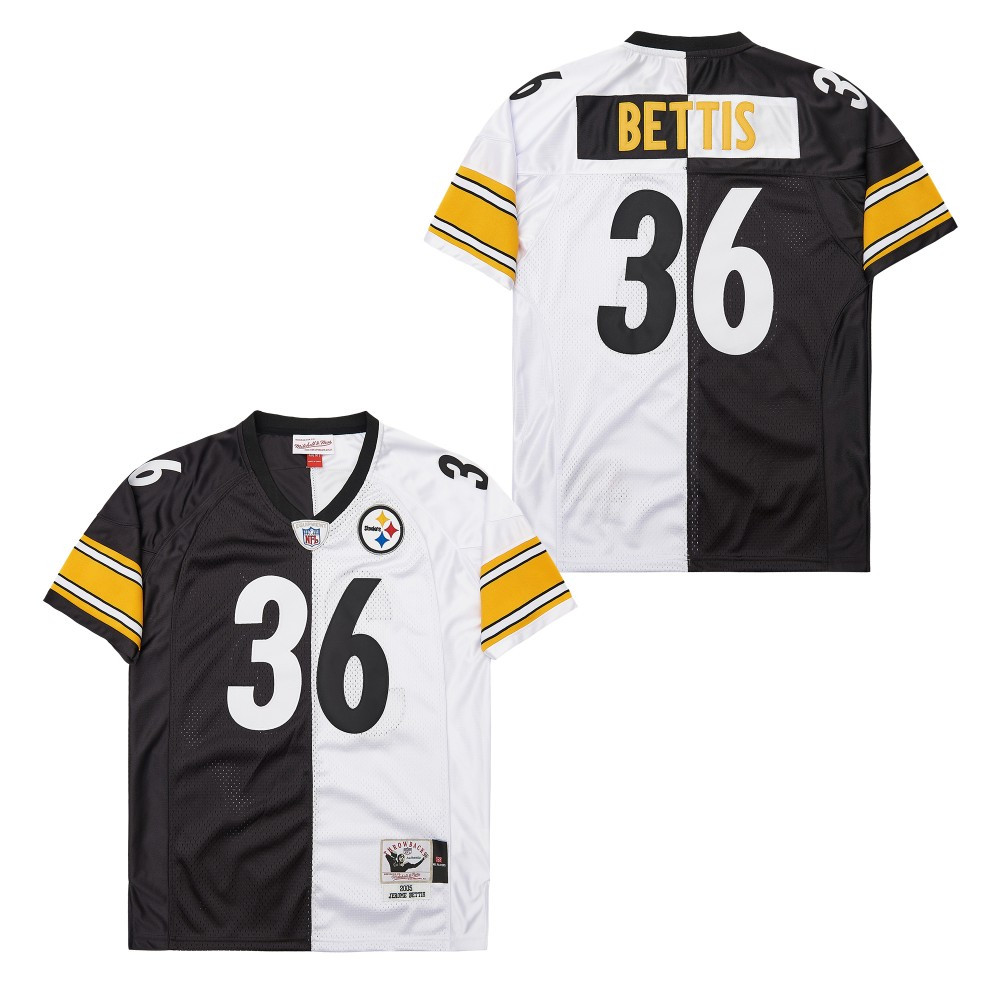 Jerome Bettis 36 Pittsburgh Steelers Two-Toned Retro Throwback Men Jersey - Black/White JS8210 nicesnker