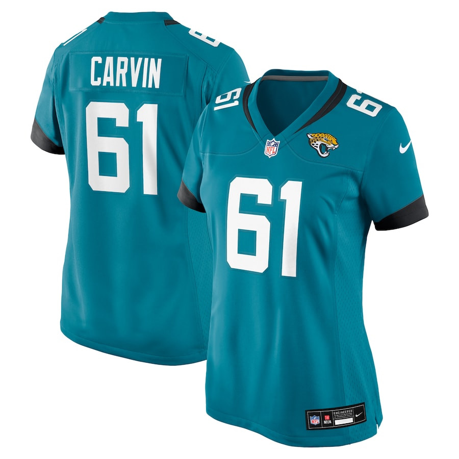 Jerome Carvin 61 Jacksonville Jaguars Women's Game Jersey - Teal JS7166 nicesnker