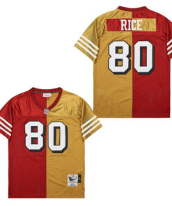 Jerry Rice 80 San Francisco 49ers Two-Toned Throwback Men Jersey - Yellow/Red JS3472 nicesnker