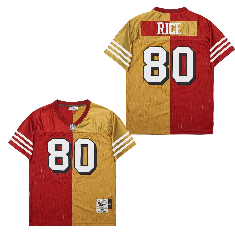 Jerry Rice 80 San Francisco 49ers Two-Toned Throwback Men Jersey - Yellow/Red JS3472 nicesnker - Image 2