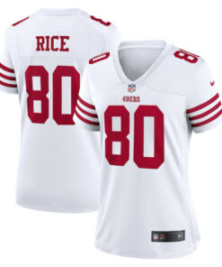 Jerry Rice 80 San Francisco 49ers Women Retired Game Jersey - White JS1627 nicesnker