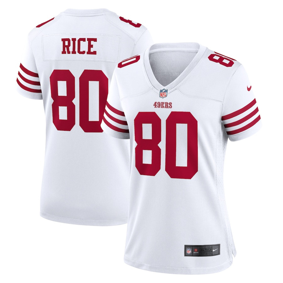 Jerry Rice 80 San Francisco 49ers Women Retired Game Jersey - White JS1627 nicesnker