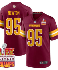 Jer'Zhan Newton 95 Washington Commanders Super Bowl LIX Champions Patch Game Men Jersey - Burgundy JS7076 nicesnker