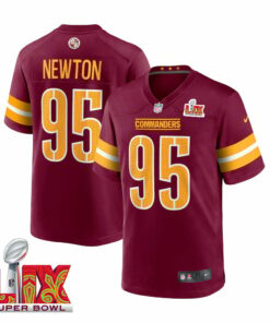 Jer'Zhan Newton #95 Washington Commanders Super Bowl LIX Jersey - Men's - Burgundy JS8705 nicesnker